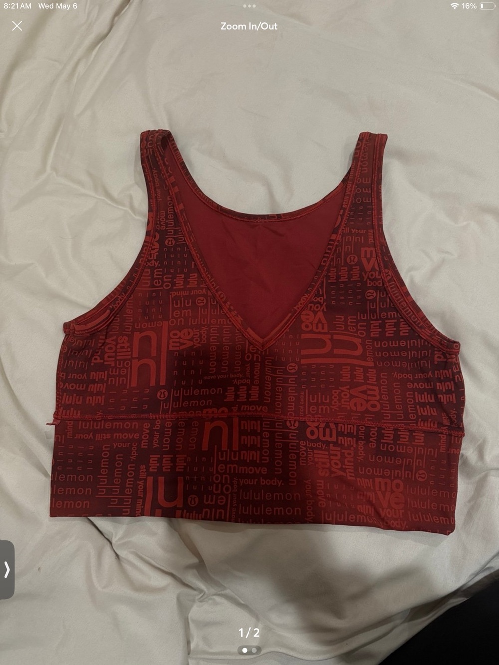 Lululemon the power pivot tank top tee size 14